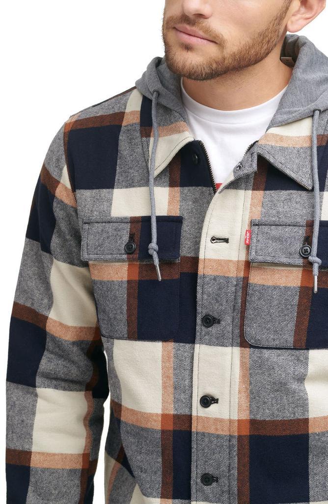 商品Levi's|Plaid Faux Shearling Lined Shirt Jacket with Jersey Hood,价格¥629,第5张图片详细描述