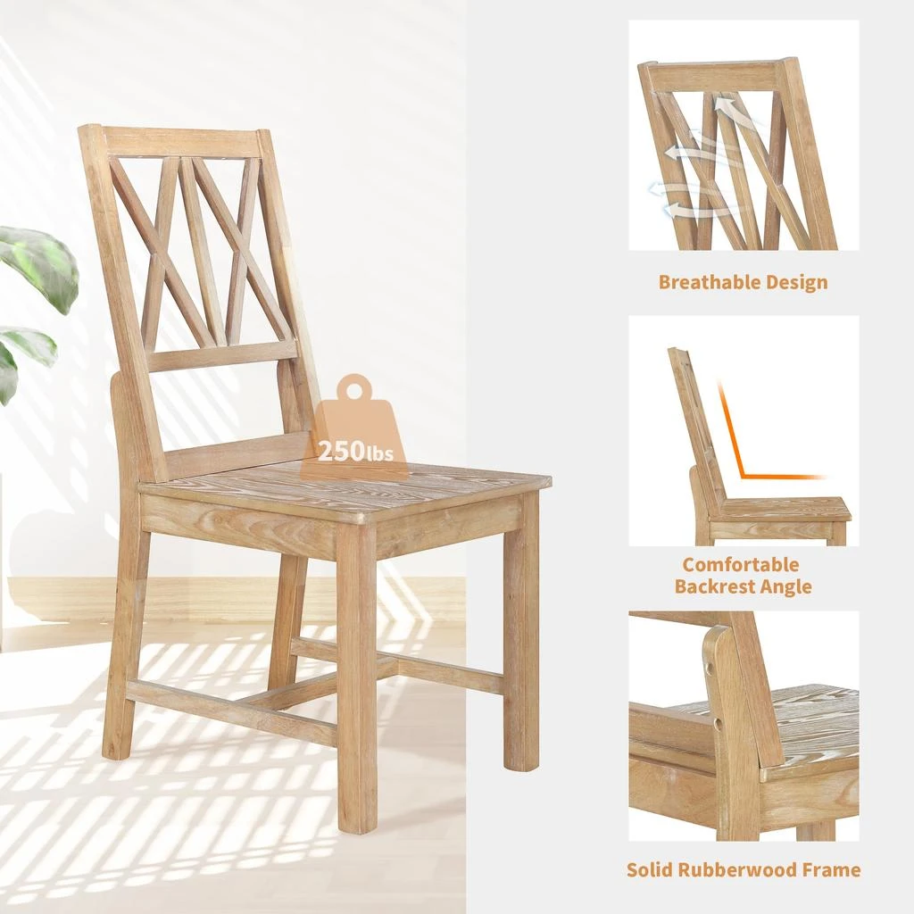 Streamdale Rustic 5-Piece Dining Set with Extendable Table & Cross Back Chairs 商品