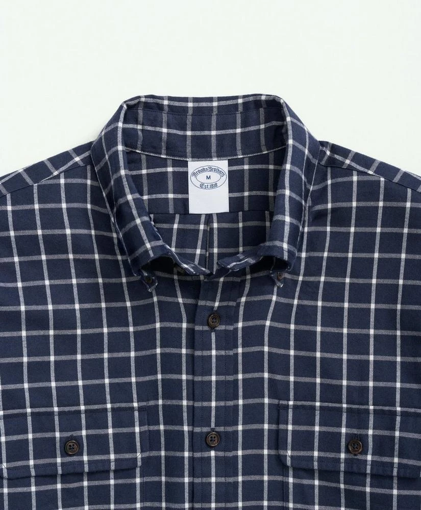 商品Brooks Brothers|Brushed Cotton-Cashmere Checked Chest-Pocket Sport Shirt,价格¥925,第3张图片详细描述