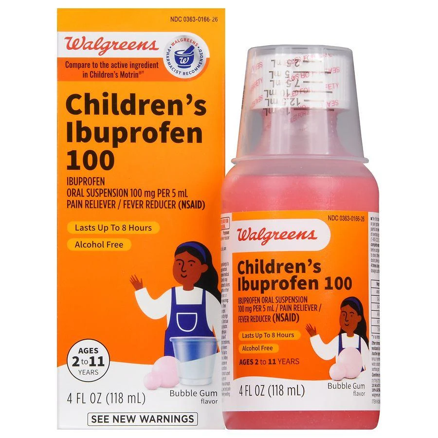 商品Walgreens|Children's Ibuprofen 100 Oral Suspension Bubble Gum,价格¥60,第1张图片