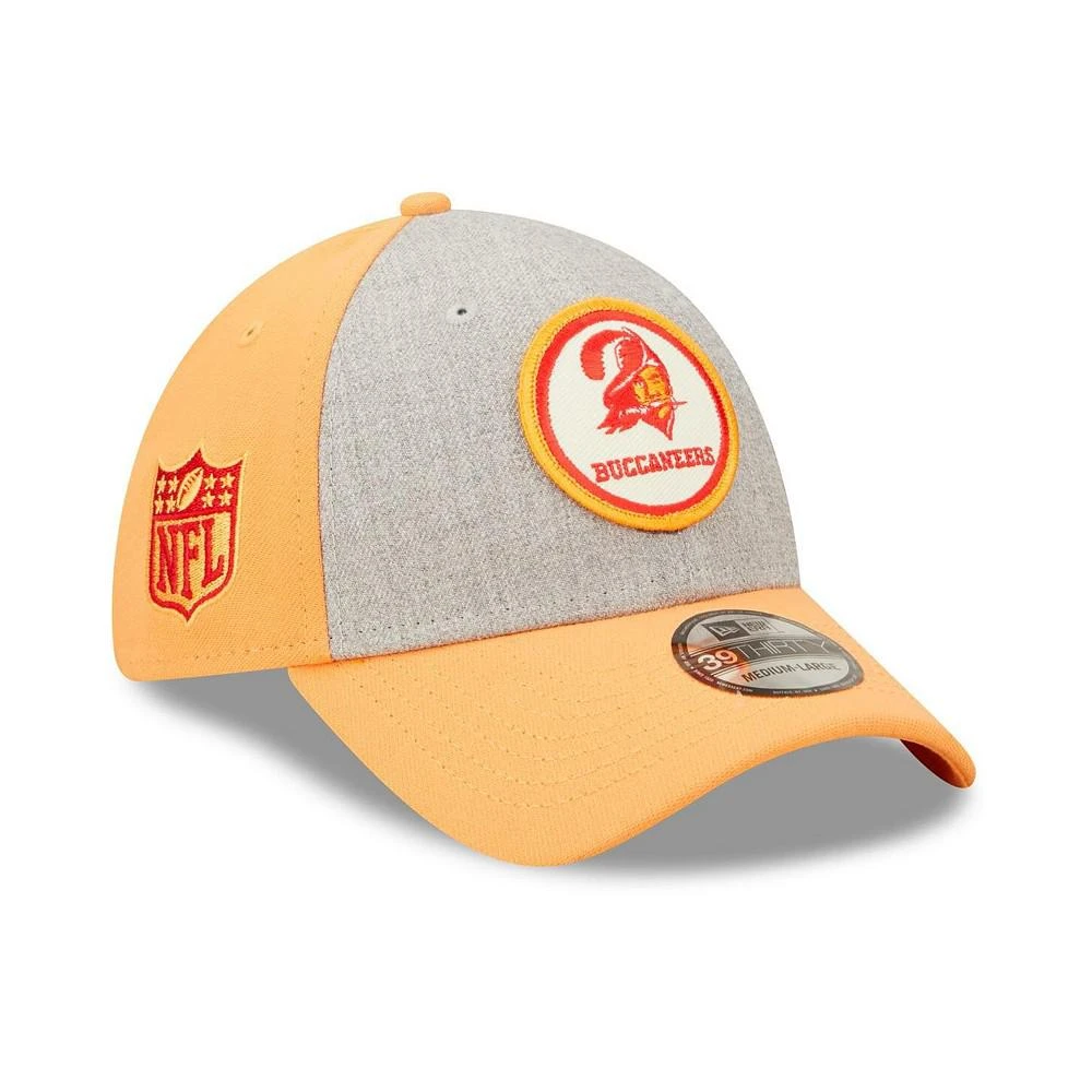 商品New Era|Men's Heathered Gray, Orange Tampa Bay Buccaneers 2022 Sideline 39THIRTY Historic Flex Hat,价格¥285,第1张图片