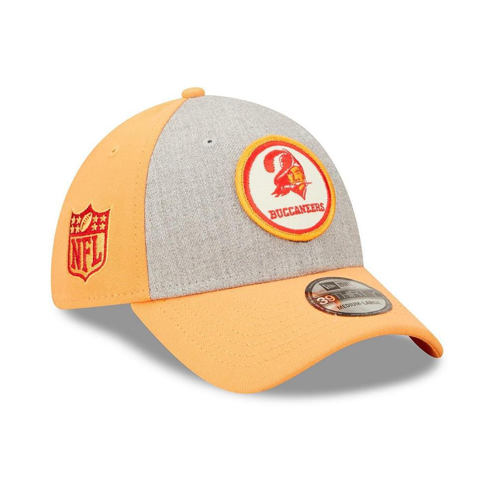 商品New Era|Men's Heathered Gray, Orange Tampa Bay Buccaneers 2022 Sideline 39THIRTY Historic Flex Hat,价格¥283,第1张图片