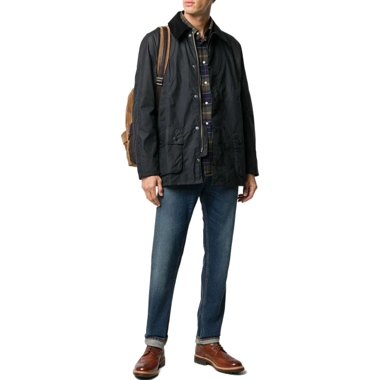 商品[国内直发] Barbour|Barbour Ashby男士四季纯棉经典格纹里涂蜡油蜡夹克,价格¥2804,第3张图片详细描述