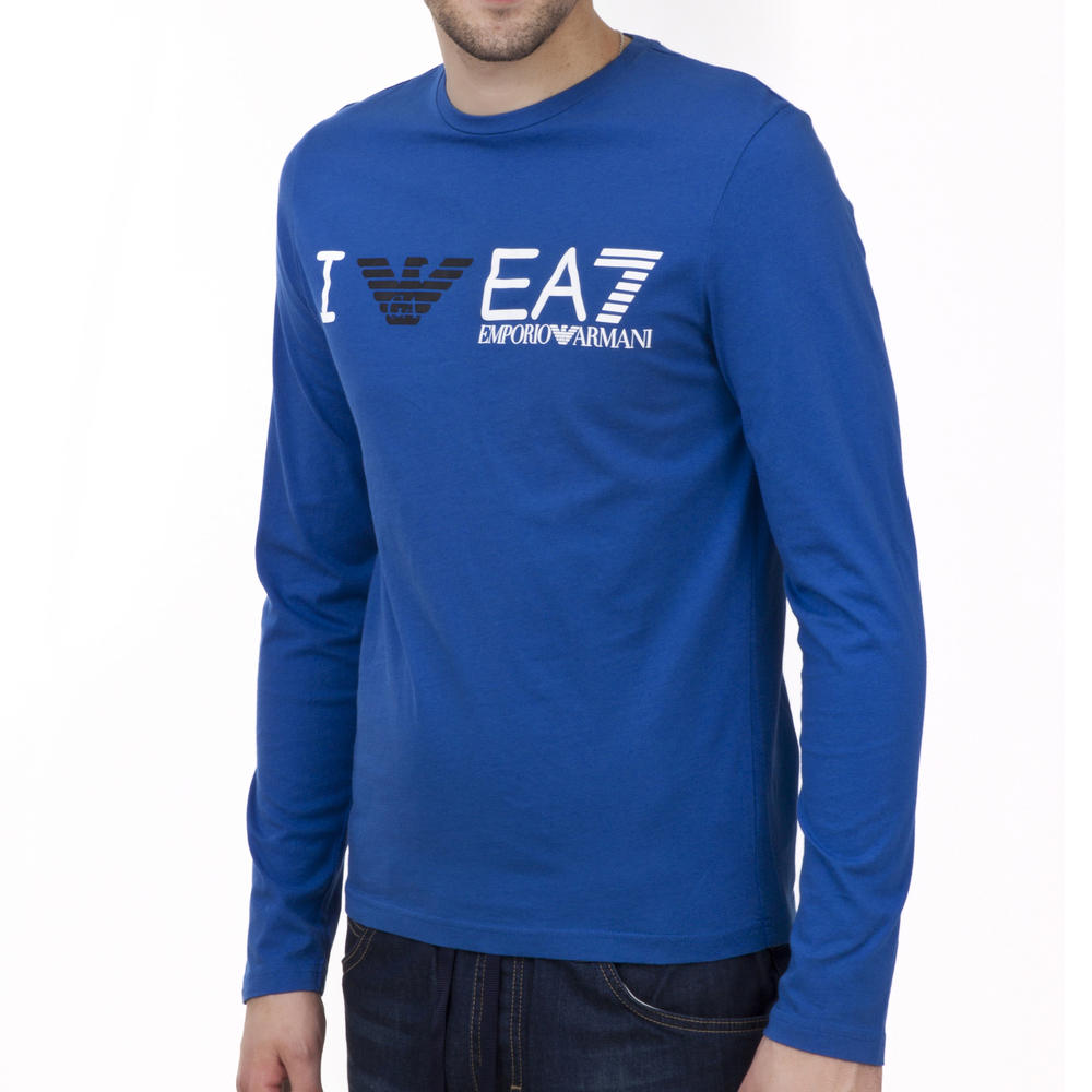 EMPORIO ARMANI 安普里奥·阿玛尼 字母logo印花长袖蓝色男士T恤 273691-4A241-00033商品第4张图片规格展示