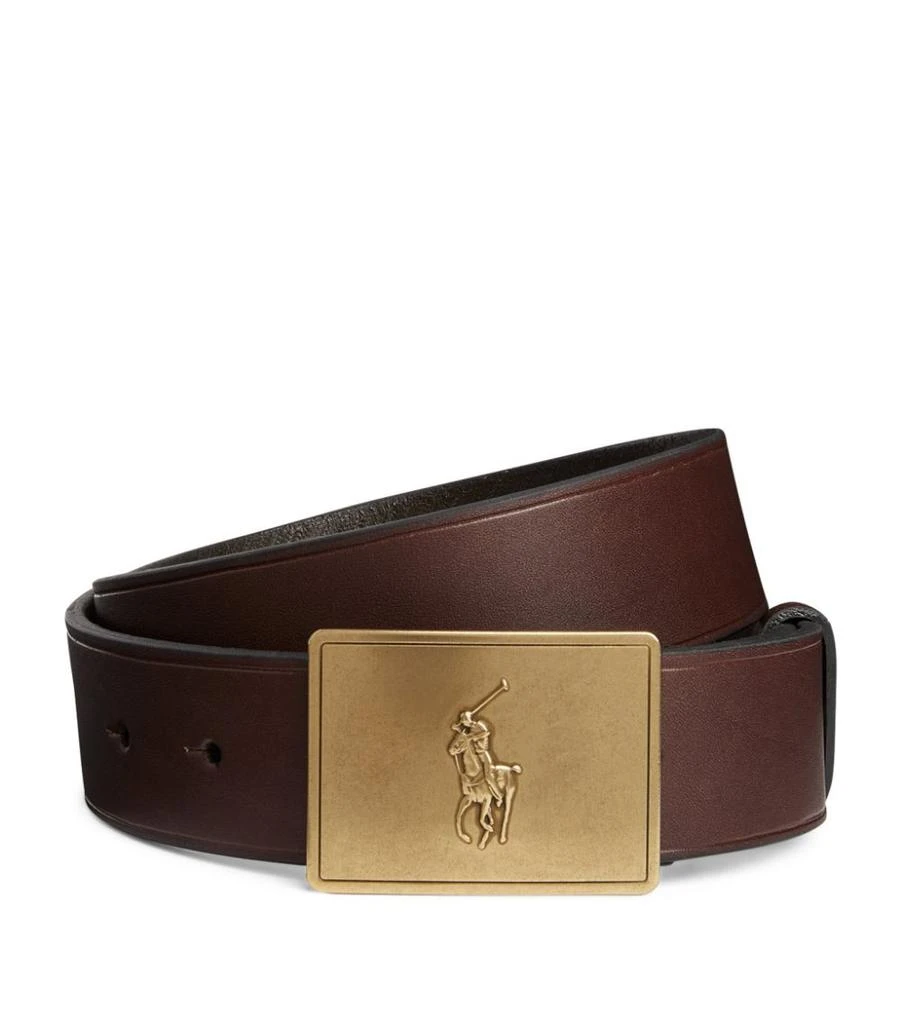 商品Ralph Lauren|Leather Polo Pony Plaque Belt,价格¥853,第1张图片