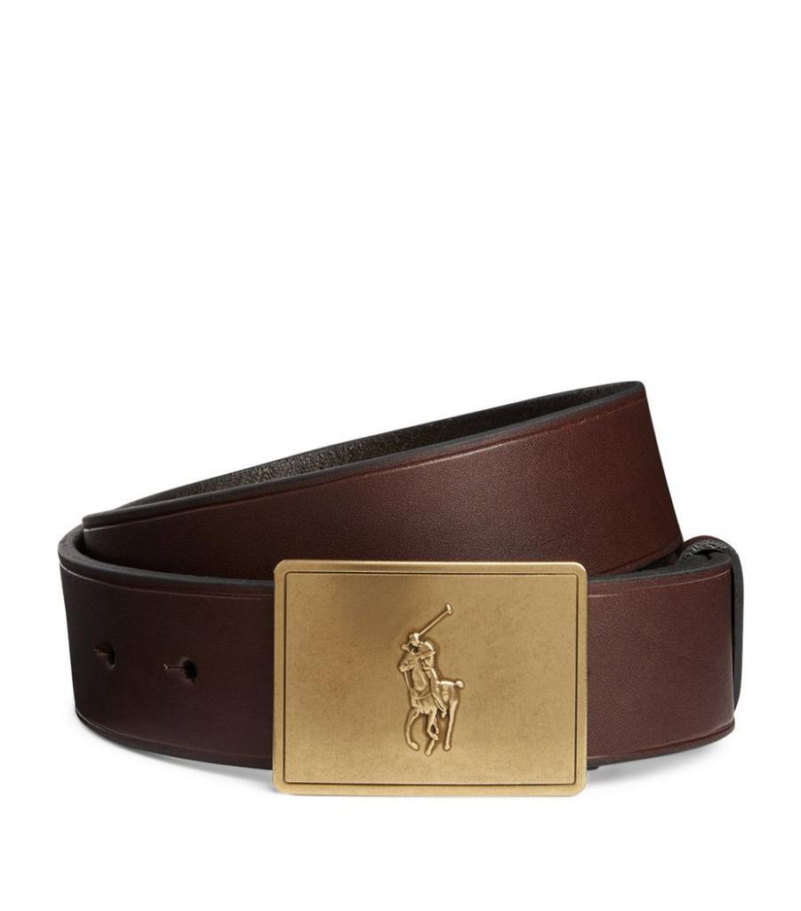 商品Ralph Lauren|Leather Polo Pony Plaque Belt,价格¥693,第1张图片