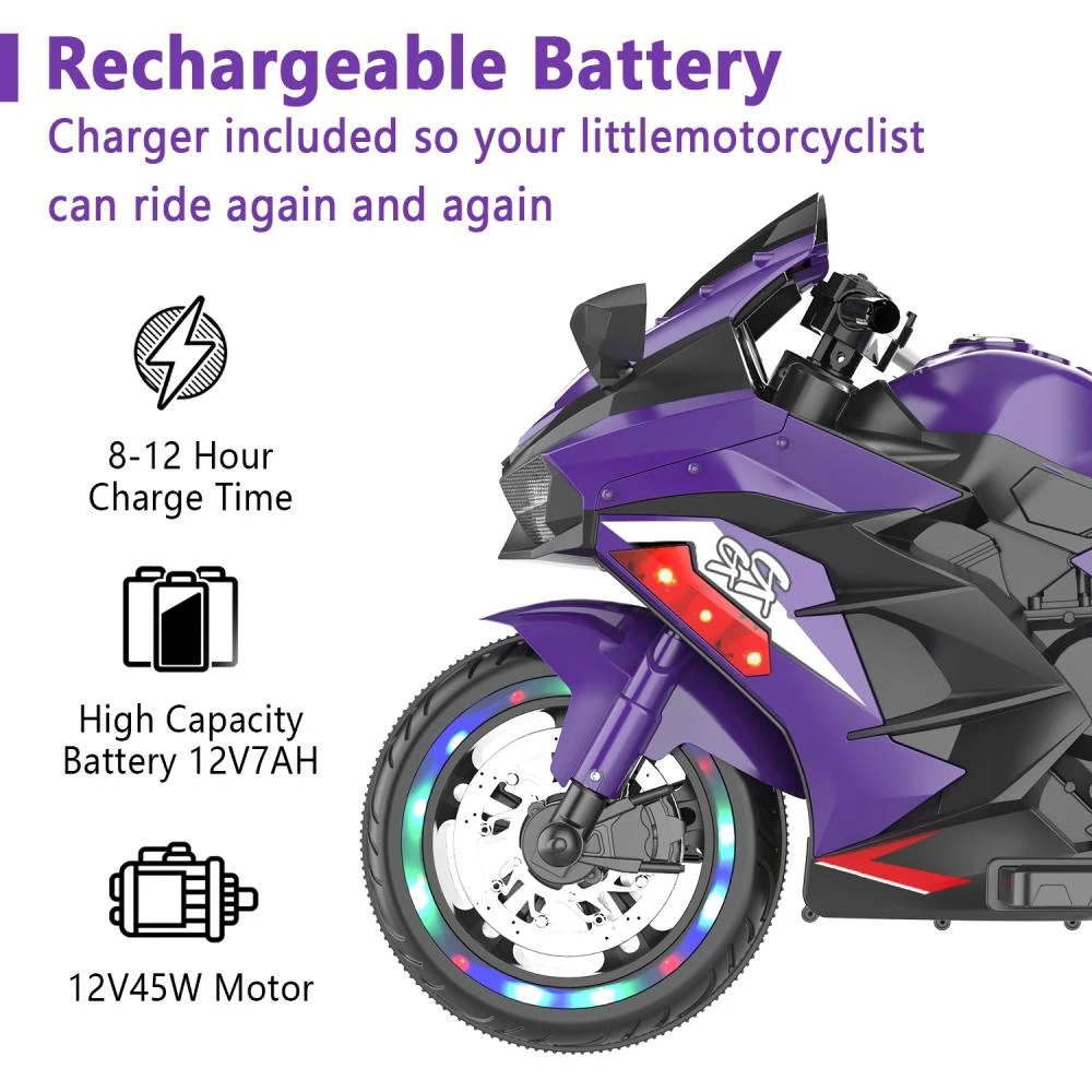 12V children's motorcycle, 3-4 years old electric motorcycle, Violet
Children's motorcycles make full use of USB and MP3 connections. The best Children's Day gift, birthday gift, Christmas gift 商品