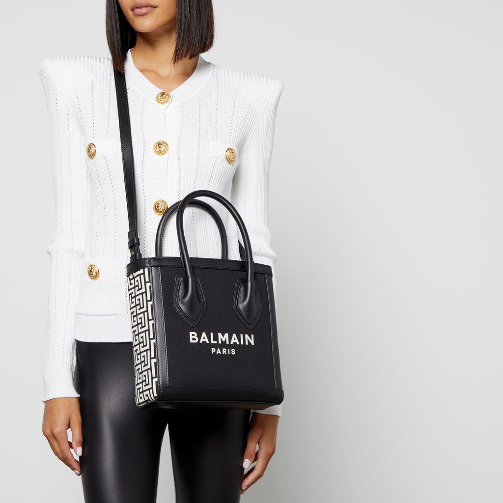 商品Balmain|Balmain B-Army 24 Leather-Trimmed Canvas Bag,价格¥7238,第4张图片详细描述
