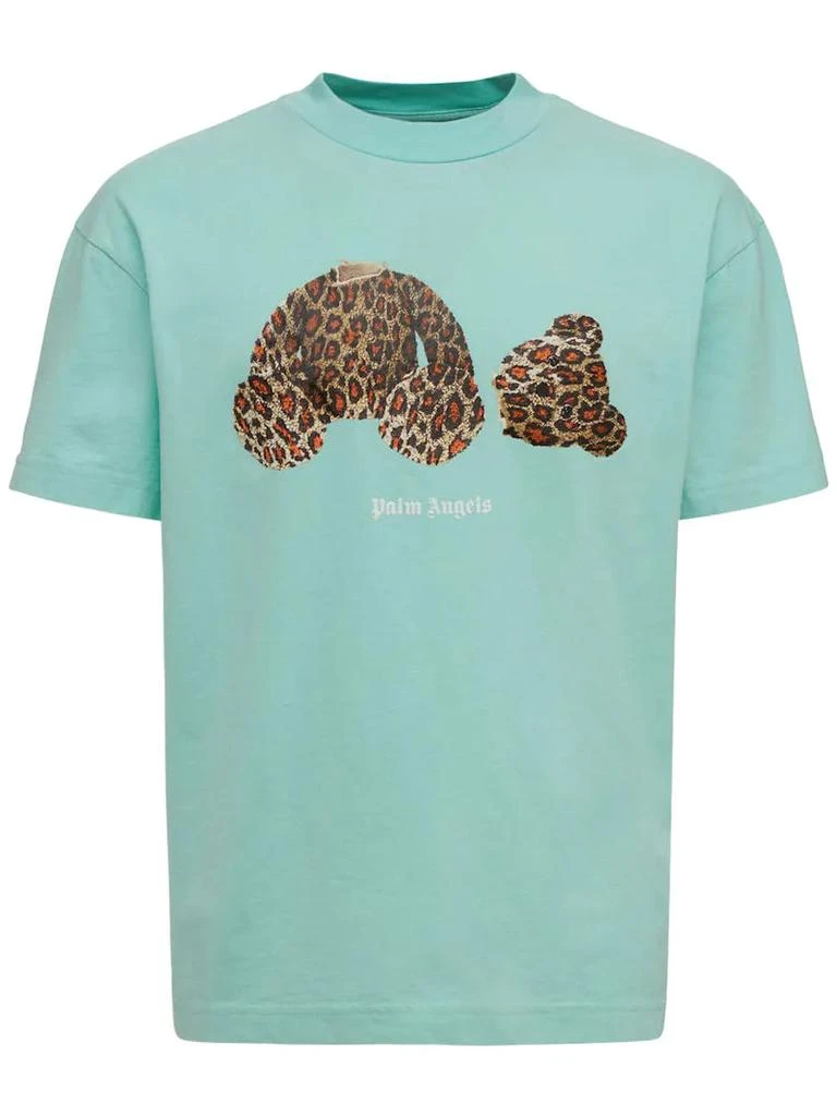 商品Palm Angels|PALM ANGELS LOGO PRINT TEDDY BEAR T-SHIRT IN SEAFOAM BROWN,价格¥2285,第1张图片