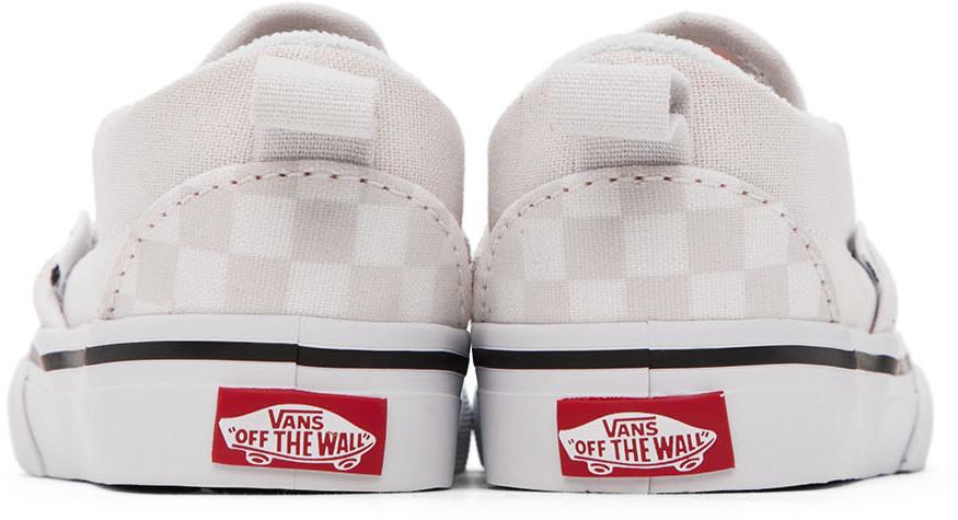 Baby Beige & White Checkerboard Slip-On V Sneakers商品第2张图片规格展示