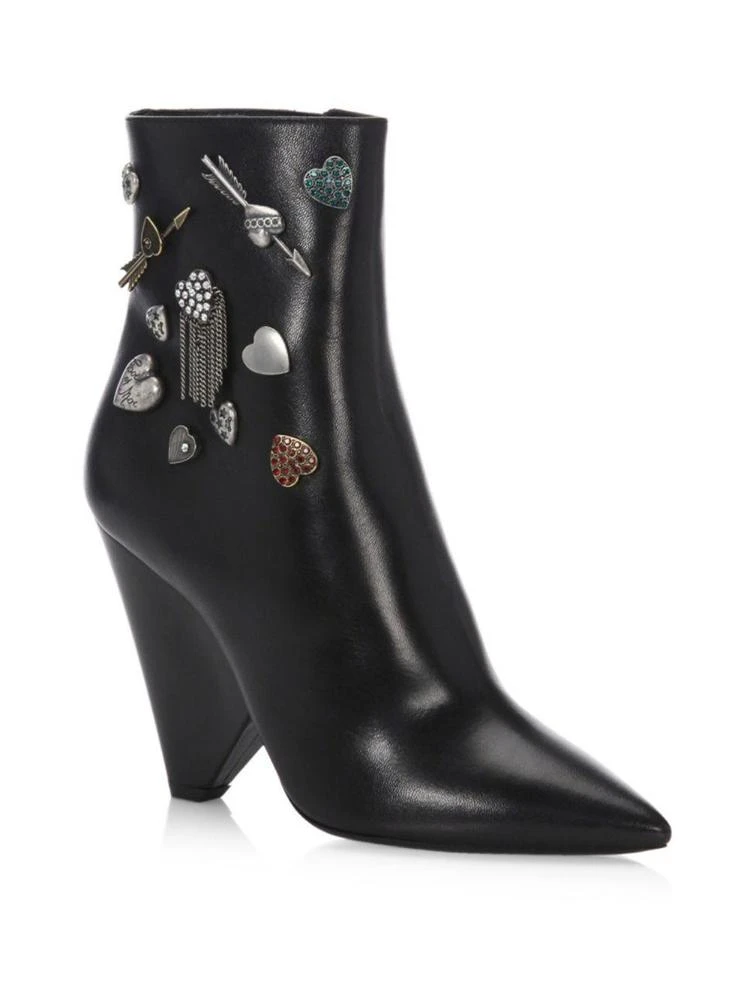 商品Yves Saint Laurent|Niki Cone Heel Embellished Leather Booties,价格¥4184,第1张图片