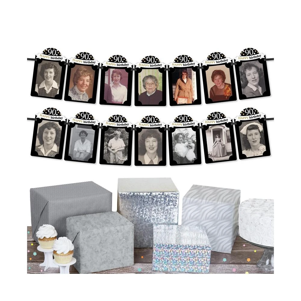 商品Big Dot of Happiness|Adult 90th Birthday - Gold - DIY Party Decor - Picture Display - Photo Banner,价格¥119,第3张图片详细描述