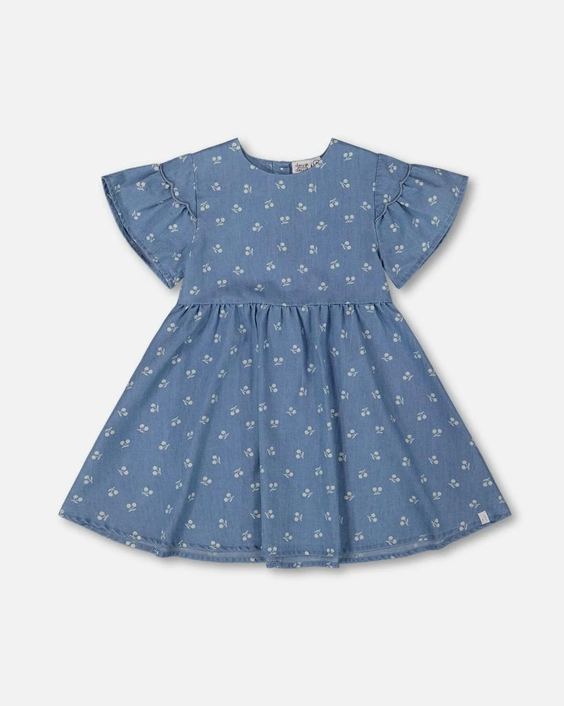 商品Deux par Deux|Printed Chambray Dress Blue And White Cherries,价格¥418,第1张图片