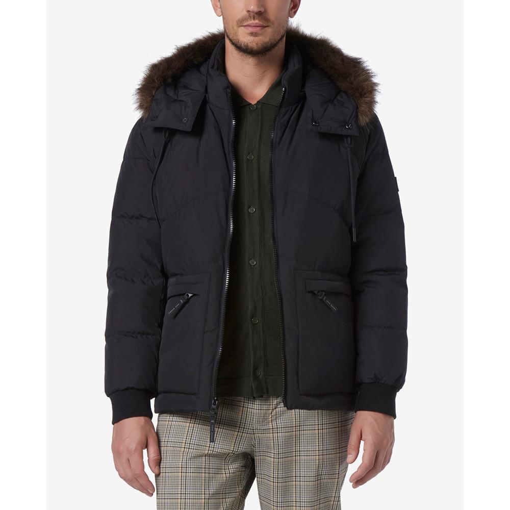 商品Marc New York by Andrew Marc|Men's Down Bomber with Faux Fur Trim and Removable Hood,价格¥856,第1张图片