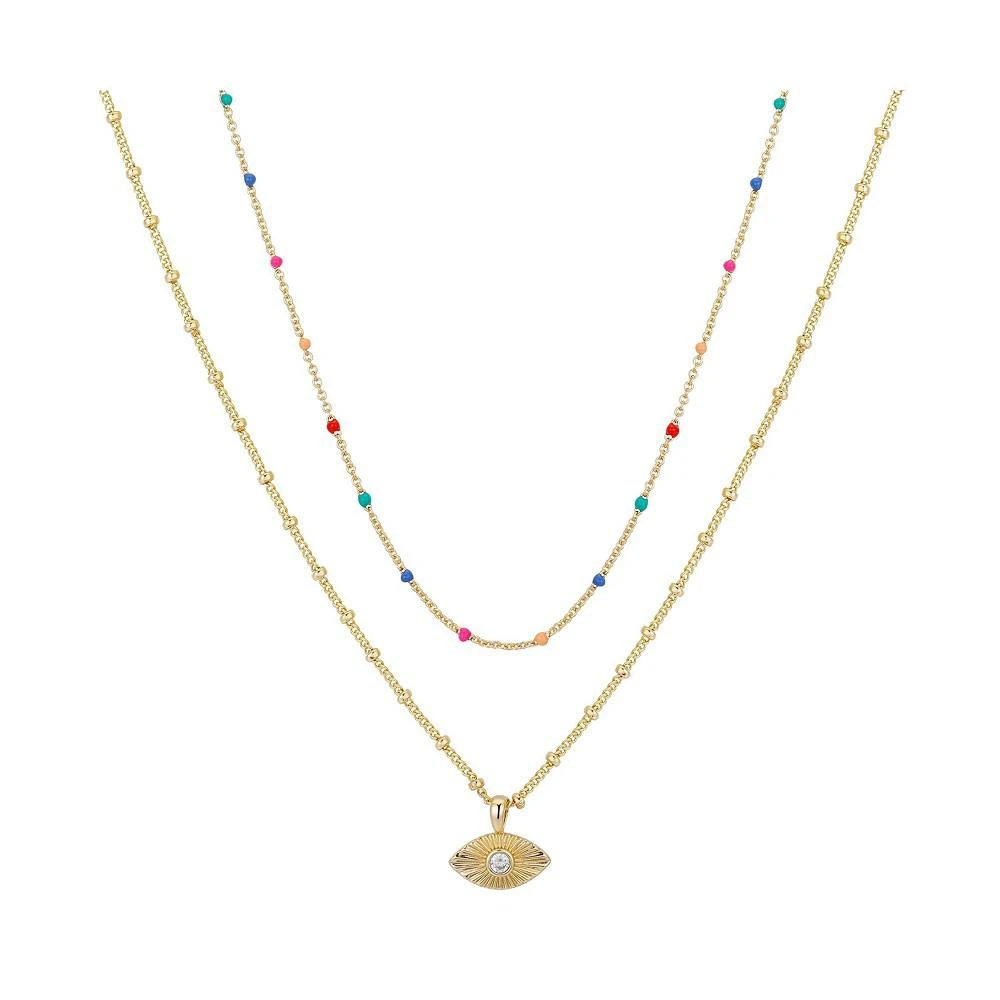 商品Unwritten|14K Gold Flash-Plated Cubic Zirconia Evil Eye and Multi-Color Enamel Layered Pendant Necklaces,价格¥112,第1张图片