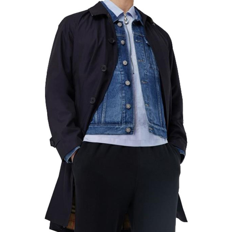 BURBERRY 男士蓝色棉质大衣 8018812商品第3张图片规格展示