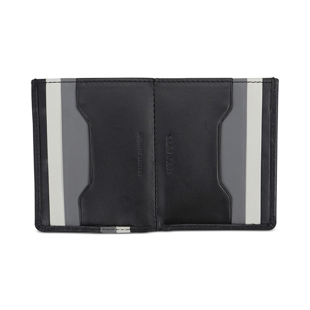 Men's Leather Colorblocked RFID Duofold Wallet商品第2张图片规格展示
