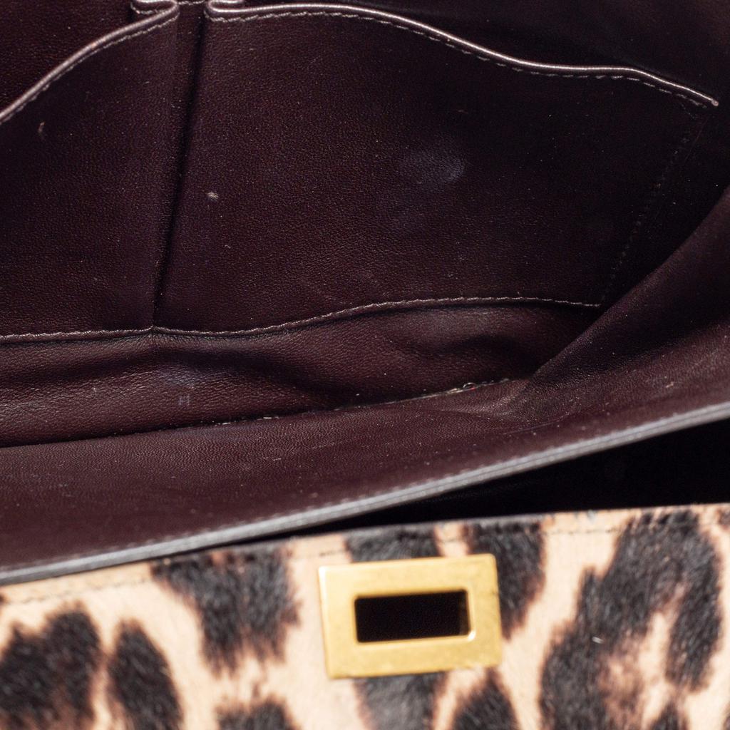 Celine Brown Leopard Print Leather and Calfhair Medium Classic Box Shoulder Bag商品第8张图片规格展示