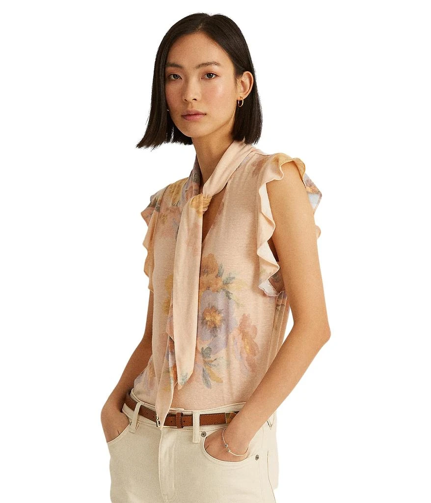 商品Ralph Lauren|Floral Tie Neck Top,价格¥314,第1张图片