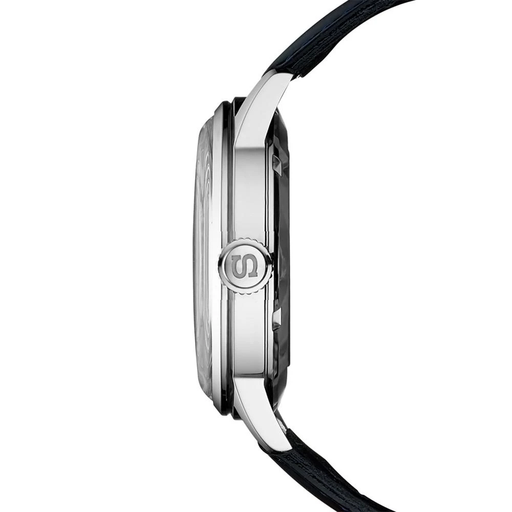商品Seiko|Men's Automatic Presage Black Leather Strap Watch 40.5mm,价格¥3186,第2张图片详细描述