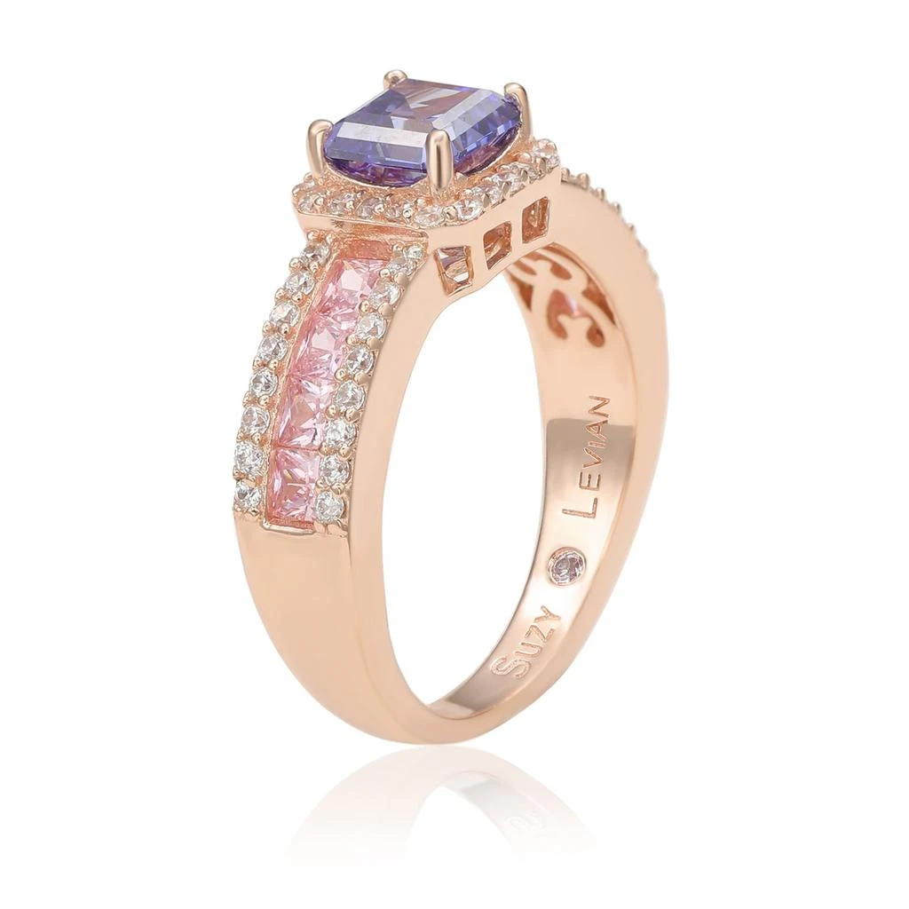 商品Suzy Levian|Rose Gold Sterling Silver Blue Tanzanite Pink Cubic Zirconia Engagement Ring,价格¥773,第3张图片详细描述