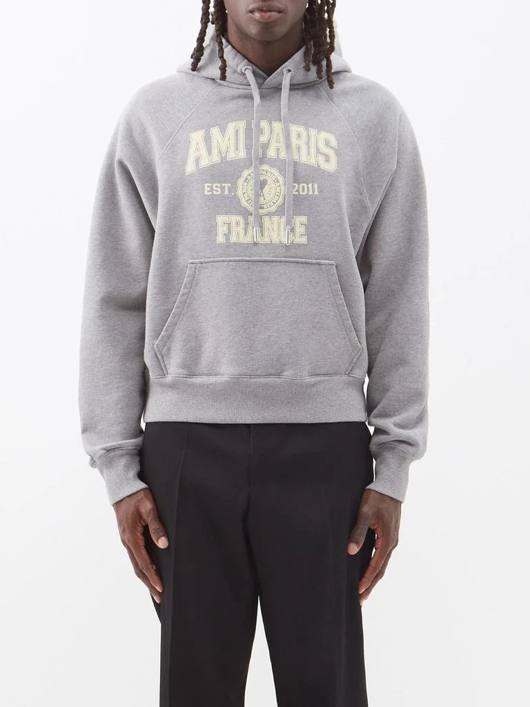 商品AMI|Logo-print organic-cotton hoodie,价格¥2803,第1张图片