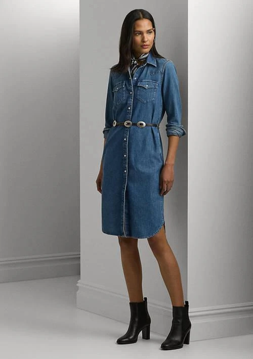 商品Ralph Lauren|Ralph Lauren Belted Denim Shirt Dress,价格¥698,第3张图片详细描述