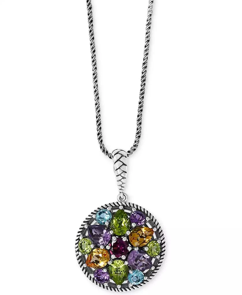 商品Effy|EFFY® Multi-Gemstone Disc 18" Pendant Necklace (7-1/3 ct. t.w.) in Sterling Silver,价格¥1786,第1张图片