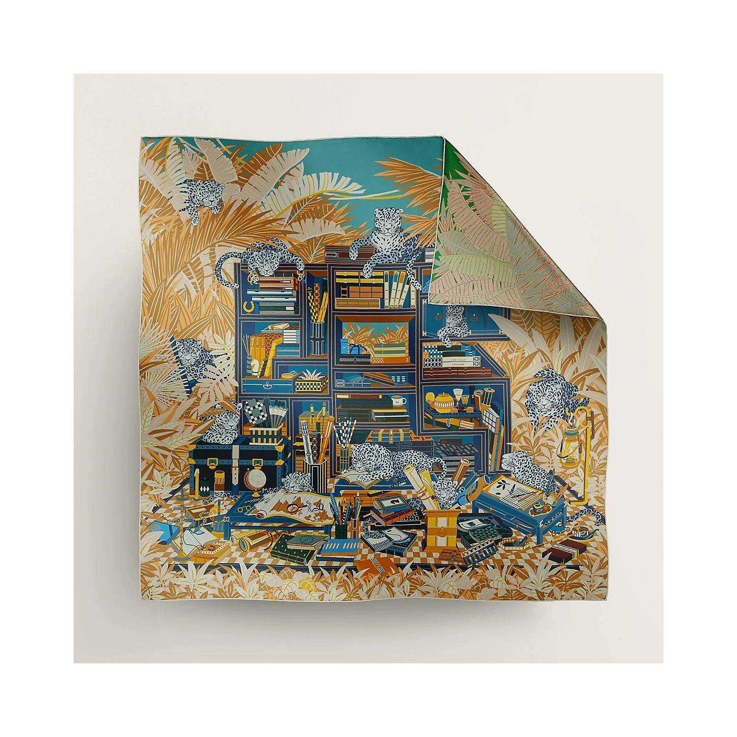 商品Hermes|【预售】 爱马仕 24秋冬 女士 围巾 Carré 90 double face Les Douze Léopards H904042S 03,价格¥6874,第1张图片