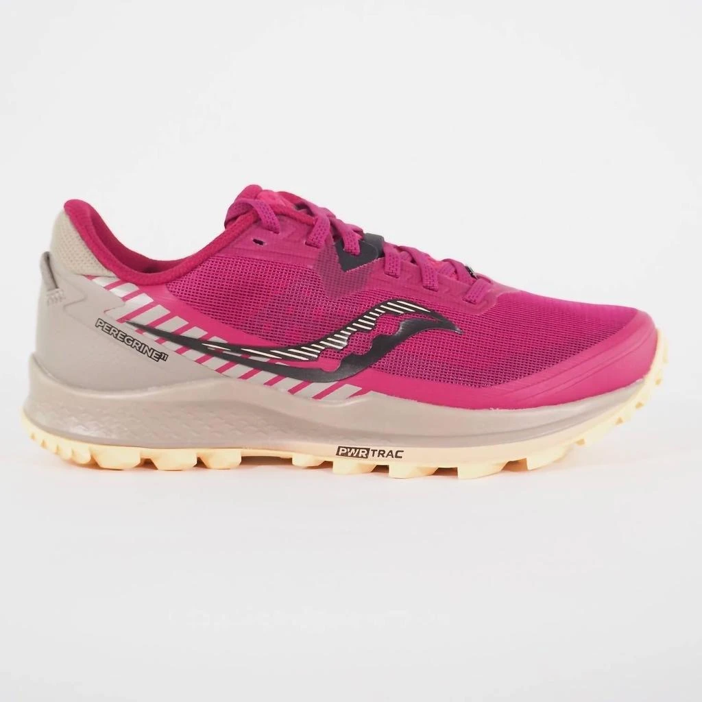 商品Saucony|Women's Peregrine 11 Running Shoes In Cherry/gravel,价格¥774,第1张图片