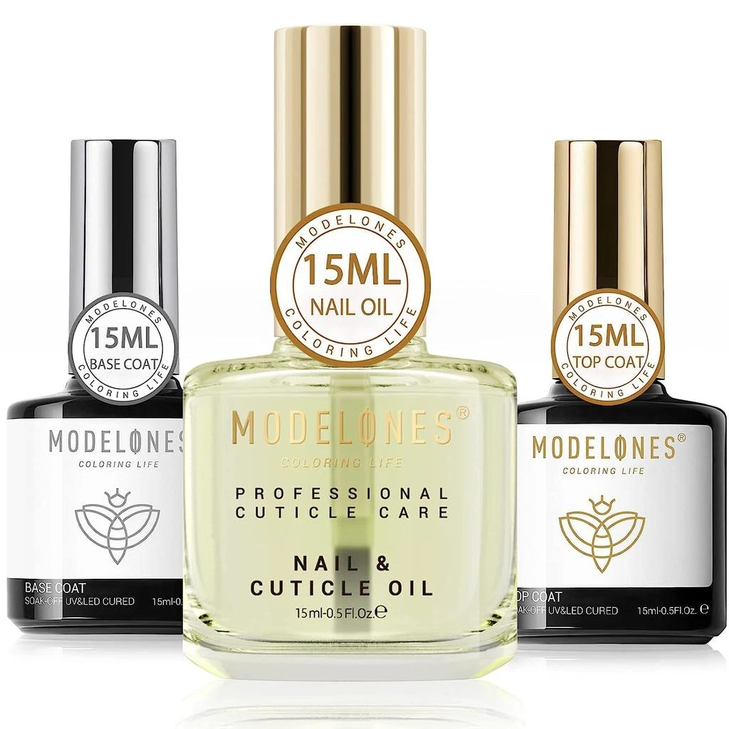 商品[国内直发] MODELONES|Cuticle Oil Nail Gel Top & Base Coat Set 15ml,价格¥142,第1张图片