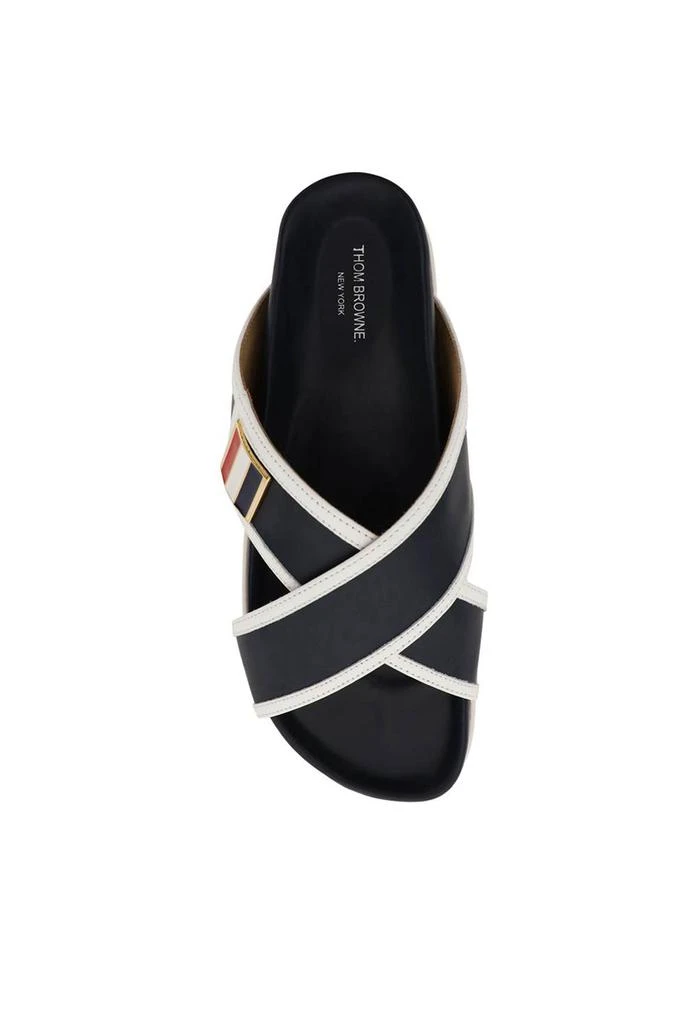 商品Thom Browne|Thom browne leather slides with tricolour buckle,价格¥3117,第2张图片详细描述