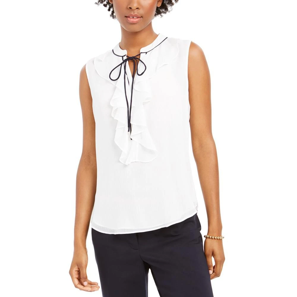 商品Tommy Hilfiger|Women’s Ruffle-Front Woven Top,价格¥266,第1张图片