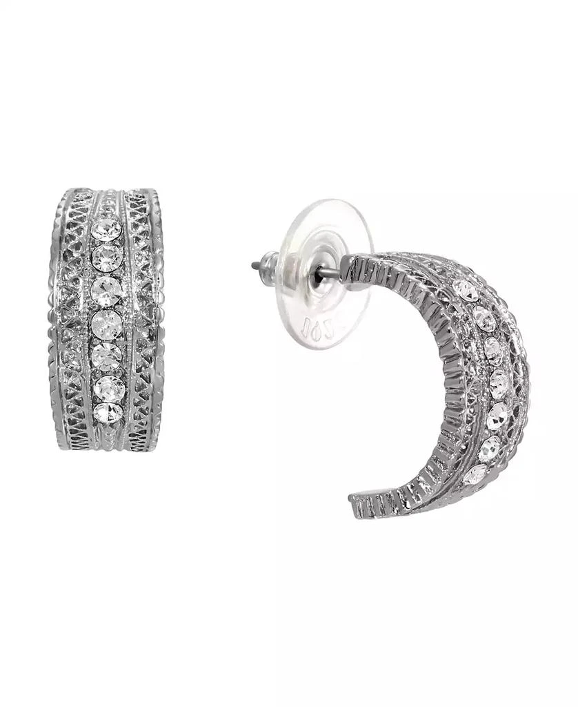 商品2028|Crystal Silver-Tone Hoop Earrings,价格¥192,第1张图片