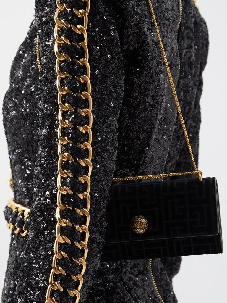 商品Balmain|Coin-embellished quilted-velvet shoulder bag,价格¥5018,第3张图片详细描述