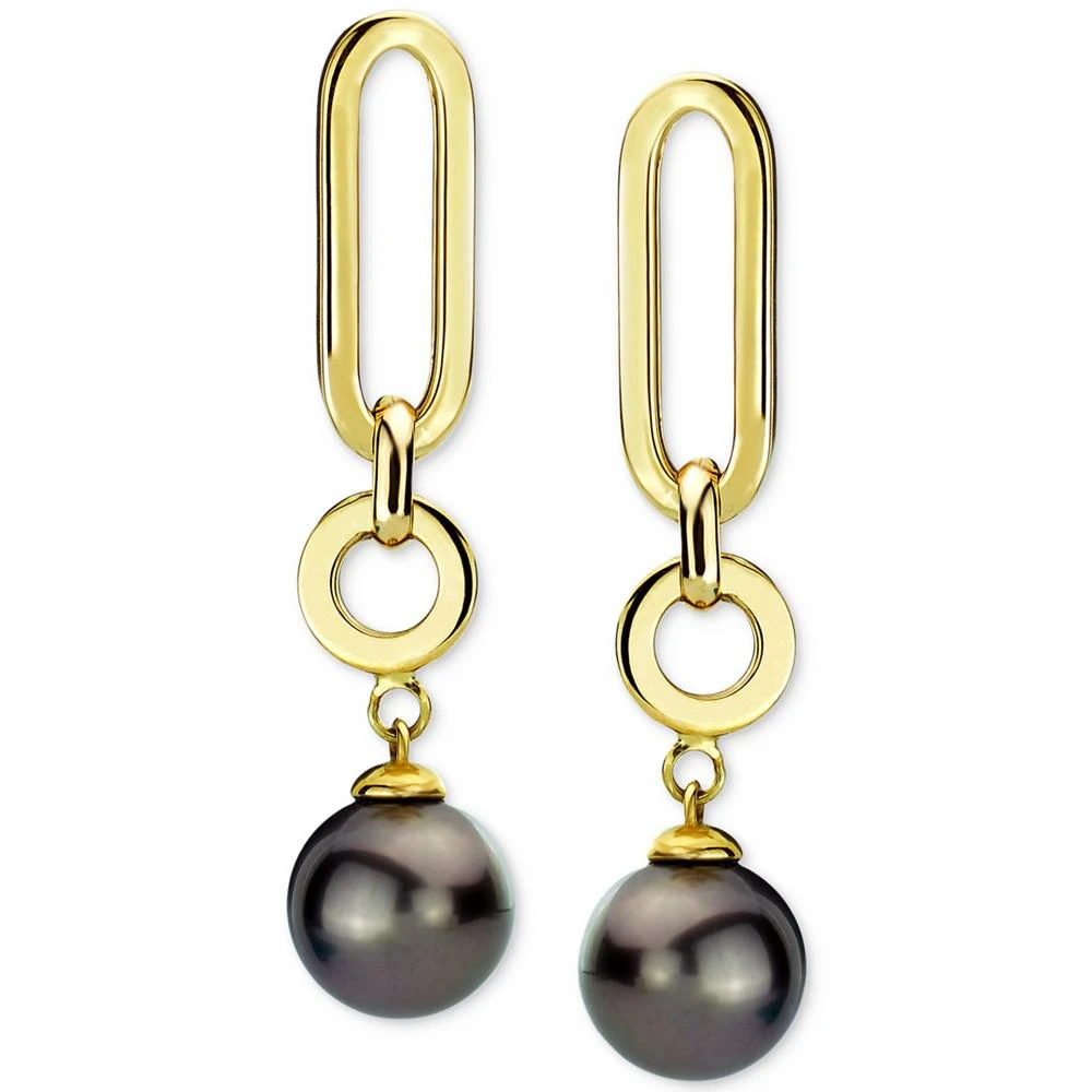 商品Macy's|Cultured Tahitian Pearl (9mm) Chain Drop Earrings in 14k Gold,价格¥12954,第1张图片