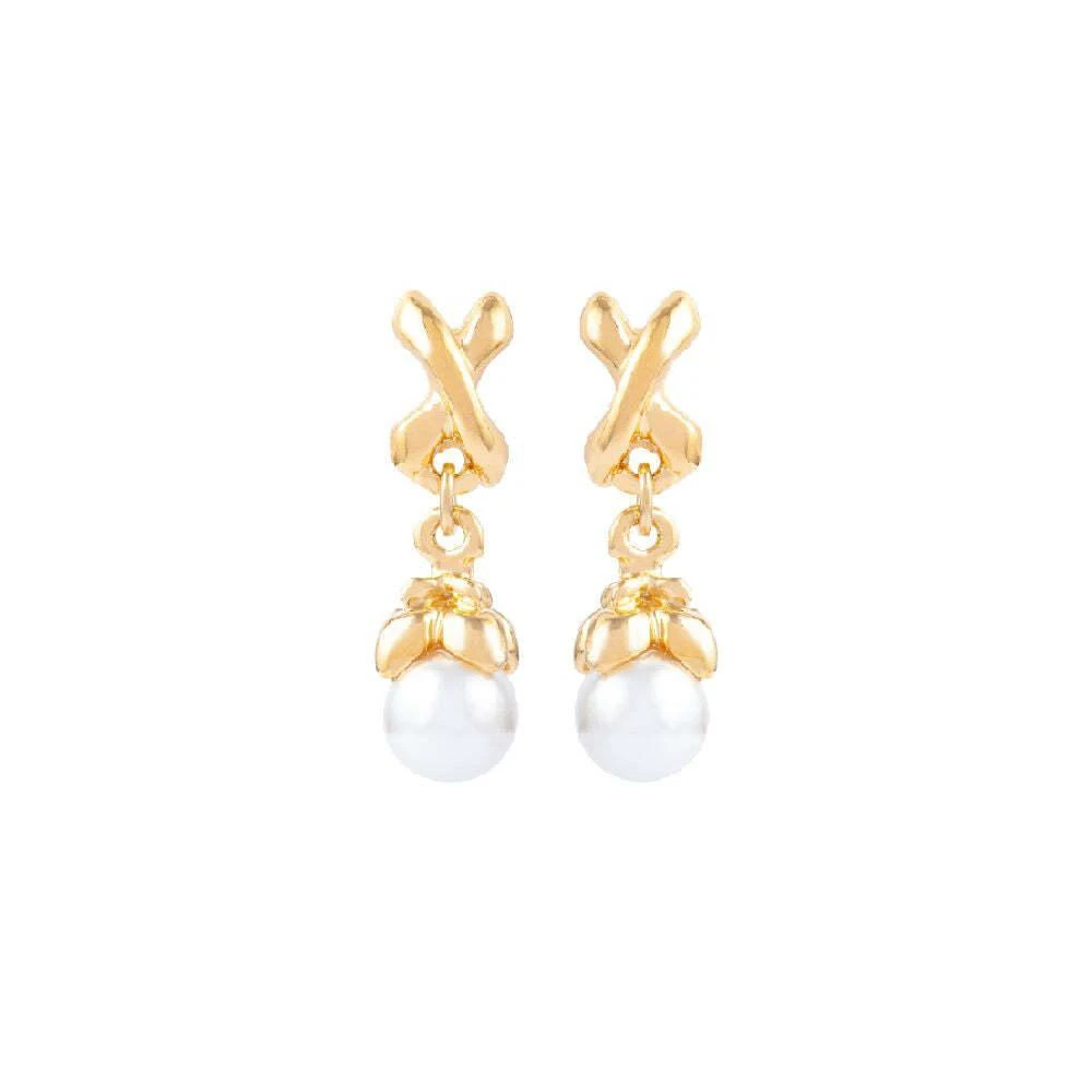 商品Susan Caplan Vintage|1980s vintage criss cross faux pearl drop earrings,价格¥664,第1张图片