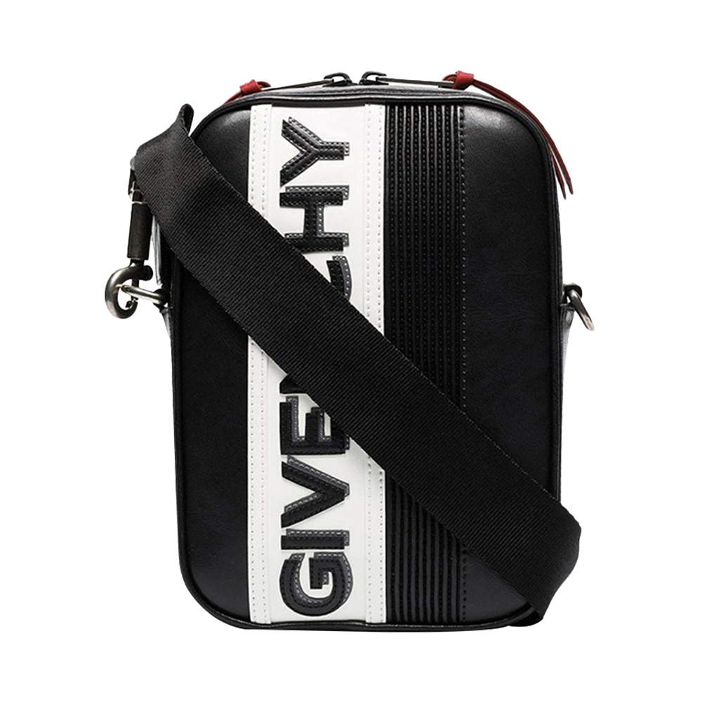 商品[国内直发] Givenchy|Givenchy 纪梵希 男士黑色/白色牛皮LOGO印花斜挎包单肩包 BK504YK0LP-004,价格¥8031,第1张图片