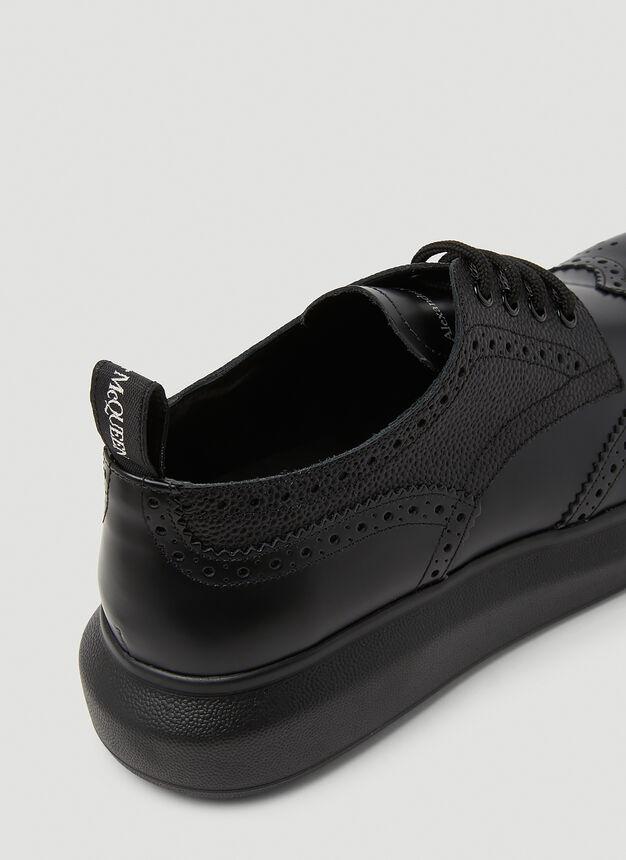 Platform Brogue Lace-Up Shoes in Black商品第8张图片规格展示