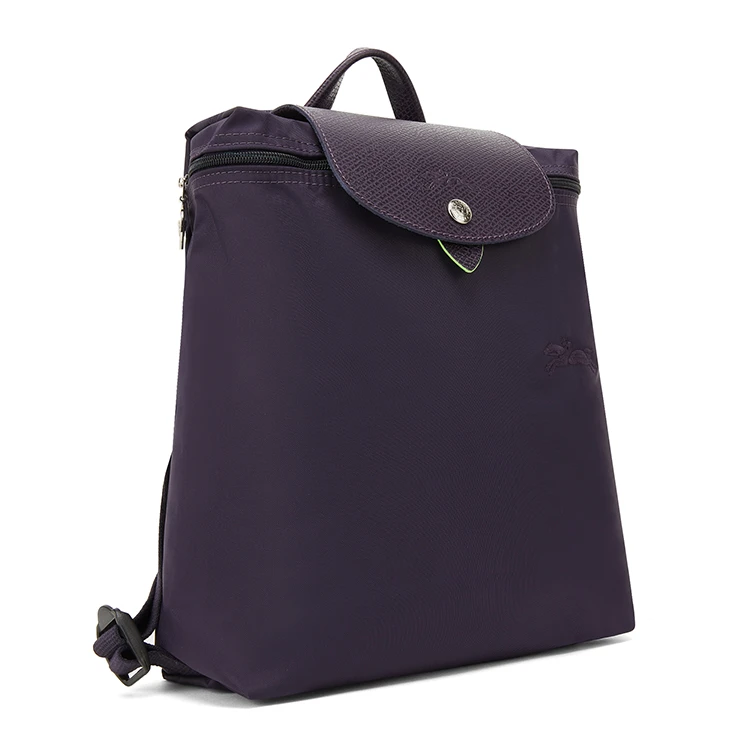 商品[国内直发] Longchamp|珑骧 Le Pliage Green 徽标标识按扣拉链可调节肩带 再生聚酰胺帆布 书包背包双肩包 中号 女款 紫色,价格¥1285,第4张图片详细描述