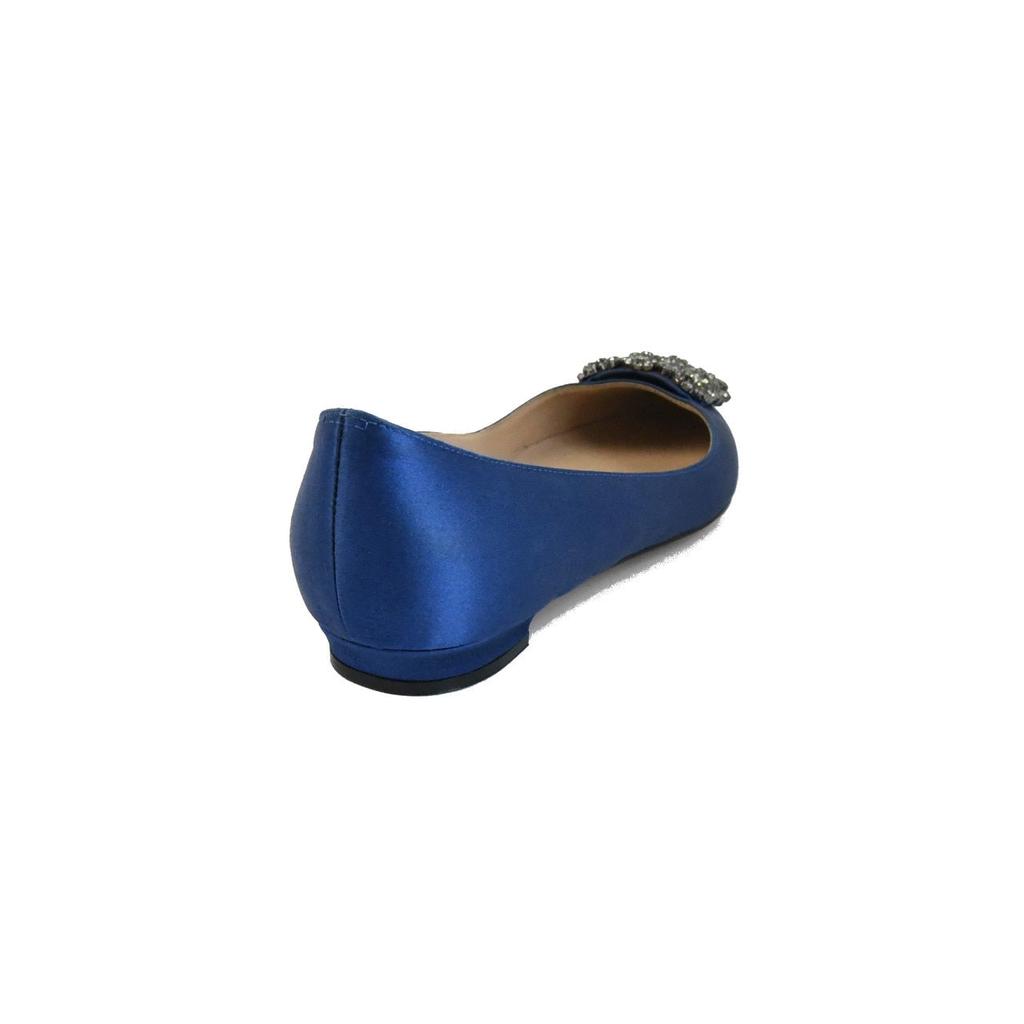 Manolo Blahnik Hangisi Flats Satin Royal Blue商品第3张图片规格展示