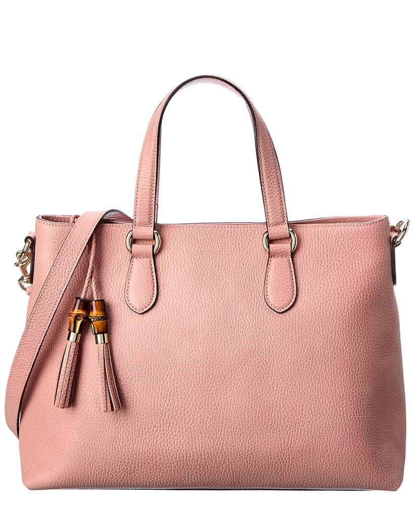 Gucci Pink Leather Convertible Bamboo Tote (Authentic Pre-Owned)商品第1张图片规格展示