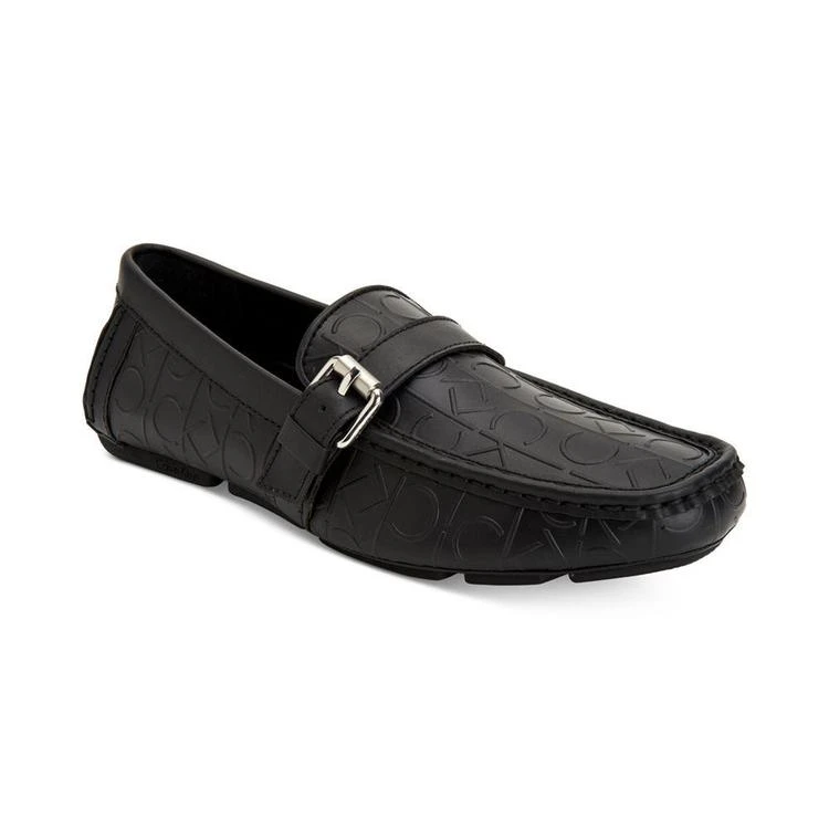 商品Calvin Klein|Men's Markus Brushed CK Embossed Leather Drivers,价格¥484,第2张图片详细描述