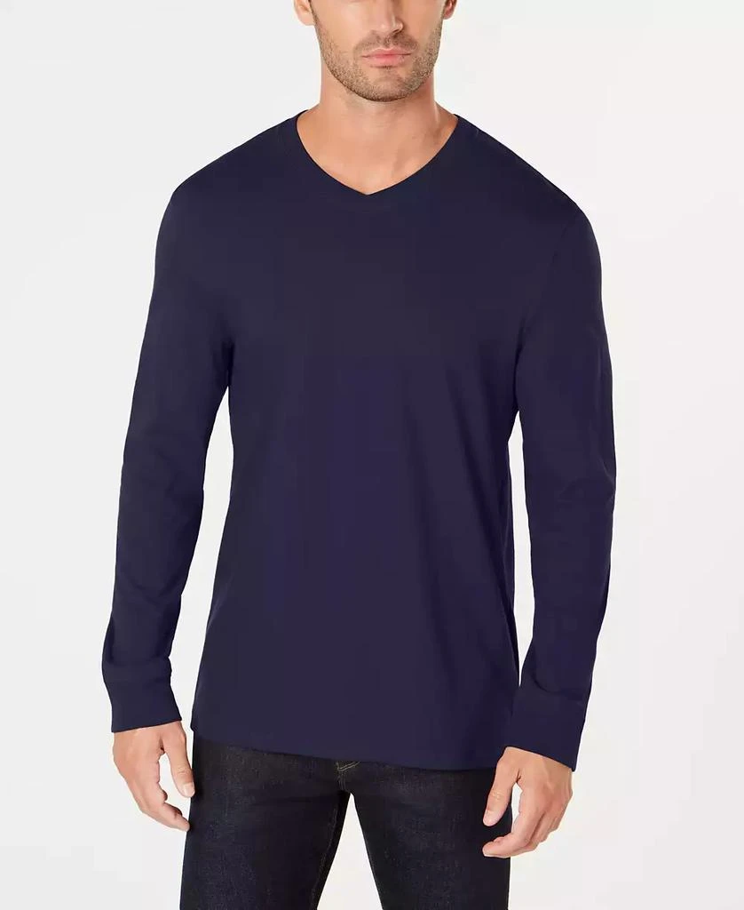 商品Club Room|Men's V-Neck Long Sleeve T-Shirt, Created for Macy's,价格¥132,第1张图片详细描述