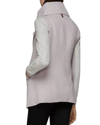 商品Mackage|Vane Draped Wrap Leather-Sleeve Coat ,价格¥3943,第4张图片详细描述