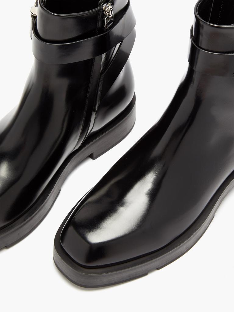 Square-toe leather ankle boots商品第3张图片规格展示