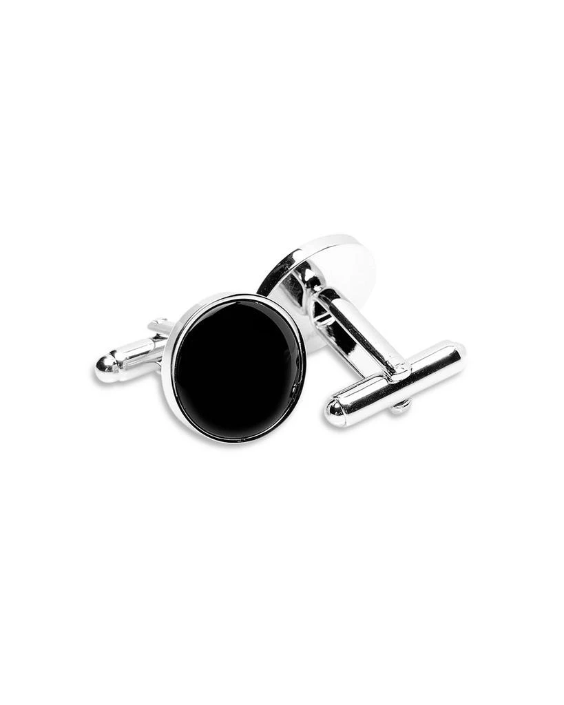 Silver-Tone Round Onyx Stud & Cufflink Set 商品