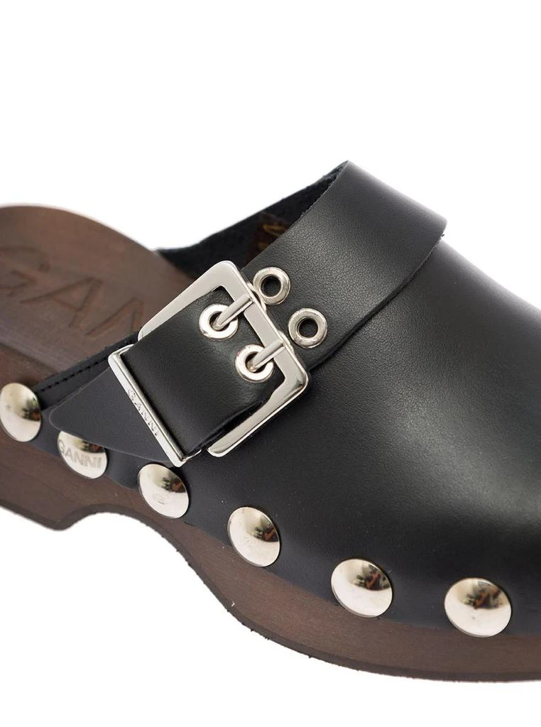 商品Ganni|Retro Black Leather Clogs  with Studs Ganni Woman,价格¥1903,第4张图片详细描述