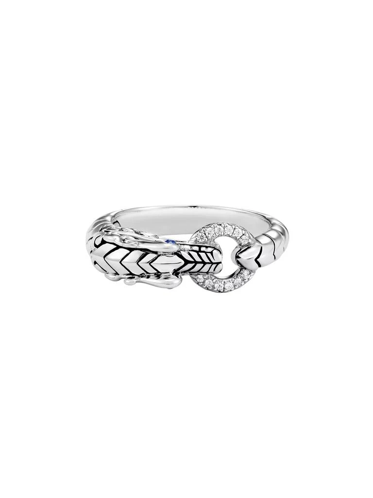 商品John Hardy|Naga Dragon Sterling Silver, Diamond Pavé & Blue Sapphire Dragon Head Ring,价格¥4122,第2张图片详细描述