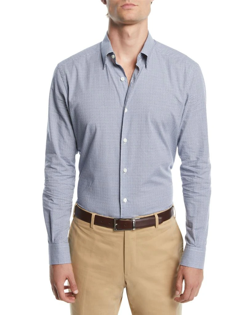 商品Zegna|Men's Tonal-Check Sport Shirt,价格¥1413,第1张图片